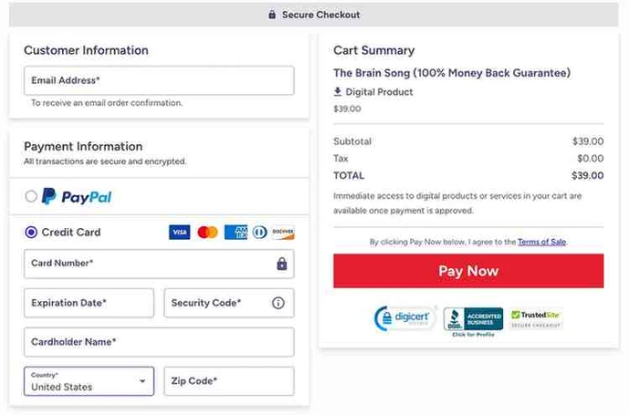 The Brain Song Order Page